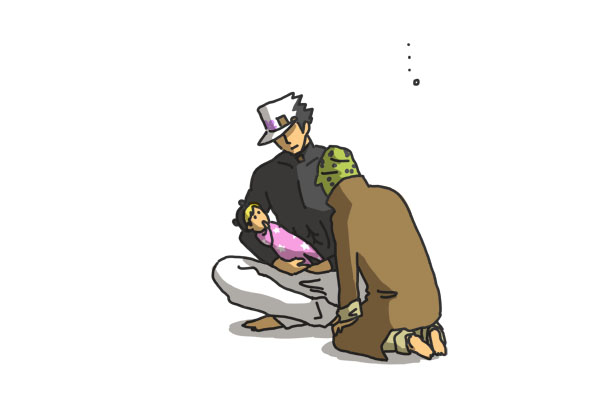 joseph joestar, kujo jotaro, and kujo jolyne (jojo no kimyou na bouken and 2 more) drawn by imoichi