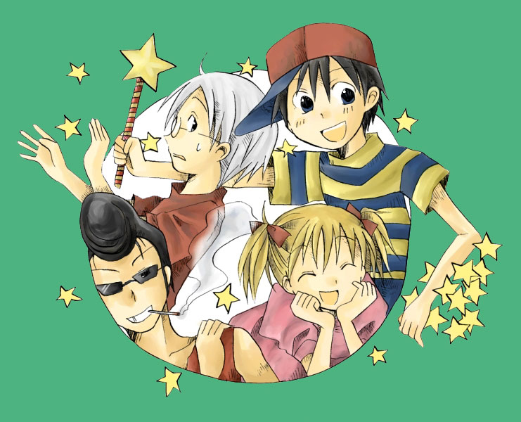 ninten, ana, lloyd, and teddy (mother and 1 more)