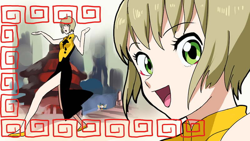 huang baoling and origami cyclone (tiger & bunny and 2 more) drawn by mochizuki_anko