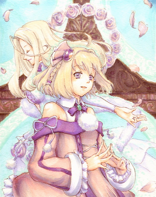 saki and salapator (ar tonelico and 1 more) drawn by mame_yuduru