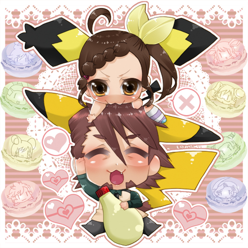 pikachu, kaburagi t. kotetsu, pichu, and kaburagi kaede (pokemon and 1 more) drawn by alice-bb1230