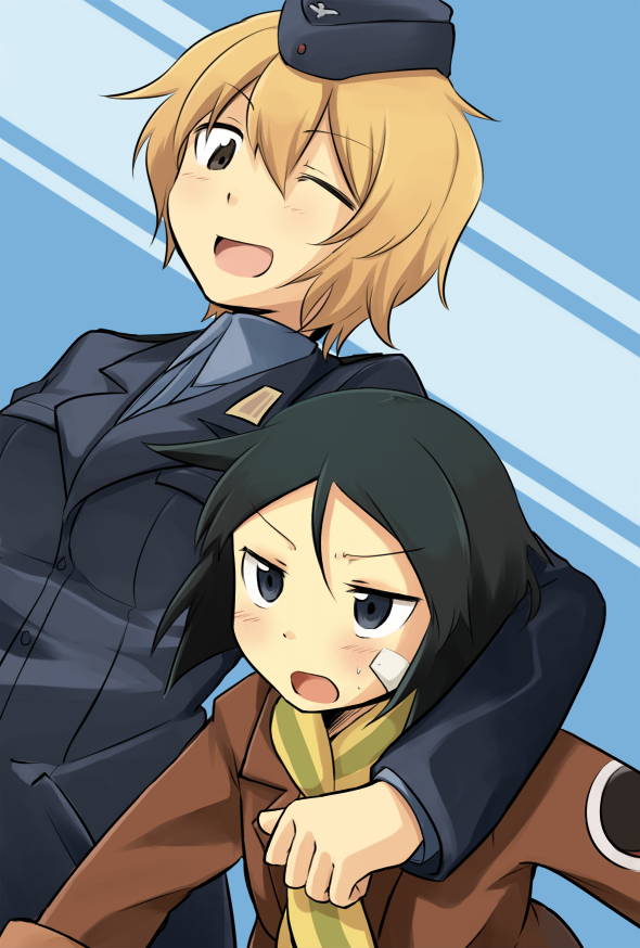 kanno naoe and waltrud krupinski (world witches series and 1 more) drawn by kinosaki_(green_patio)