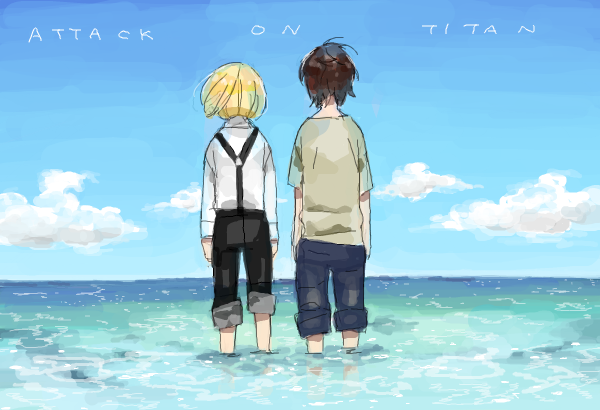 eren yeager and armin arlert (shingeki no kyojin) drawn by sara_(kurome1127)