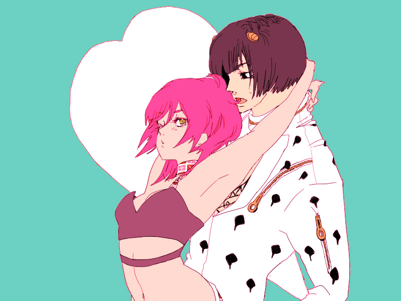 bruno bucciarati and trish una (jojo no kimyou na bouken and 1 more) drawn by negitoroberry