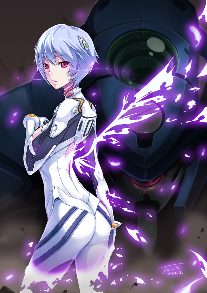 ayanami rei and eva 00 (neon genesis evangelion) drawn by tel-o