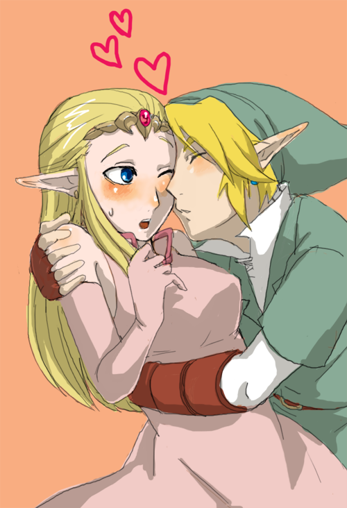 link and princess zelda (the legend of zelda and 1 more) drawn by goma_tonbi