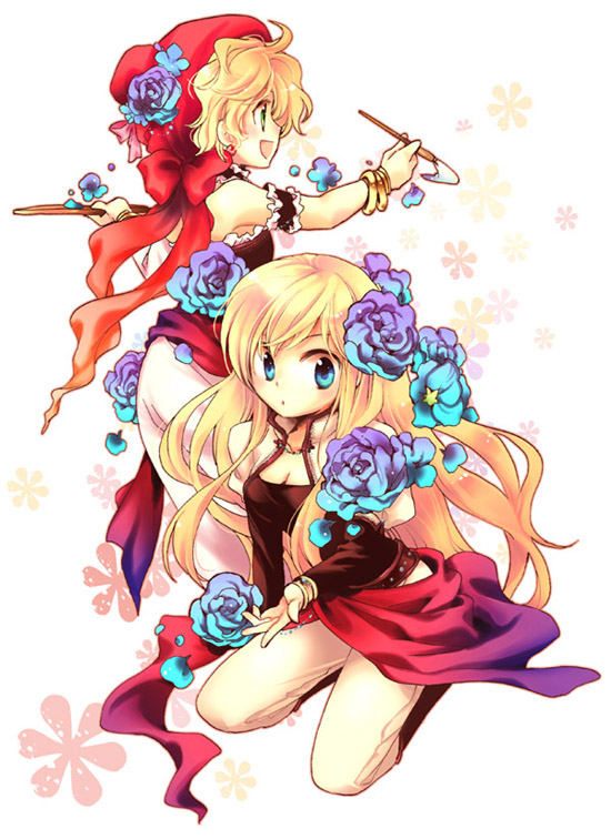 celes chere, relm arrowny, and pictomancer (final fantasy and 1 more) drawn by exyagi