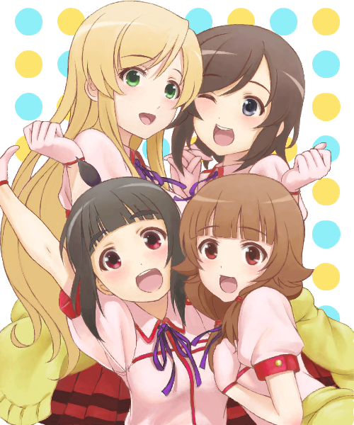usami nanako, kohinata yukari, mikoze yui, and nazukari mirai (futsuu no joshikousei ga locodol yattemita) drawn by tsukiyo_umi