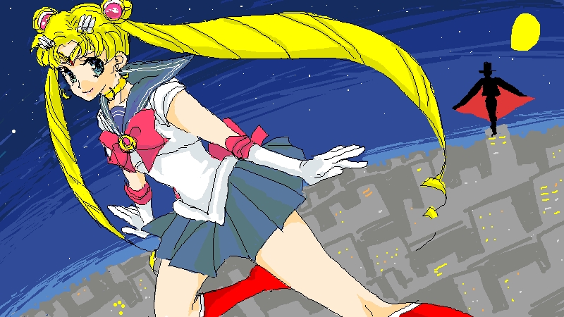 tsukino usagi, sailor moon, chiba mamoru, and tuxedo kamen (bishoujo senshi sailor moon) drawn by motoka_(v_v)