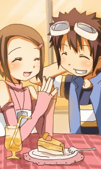 yagami hikari and motomiya daisuke (digimon and 1 more) drawn by kurot