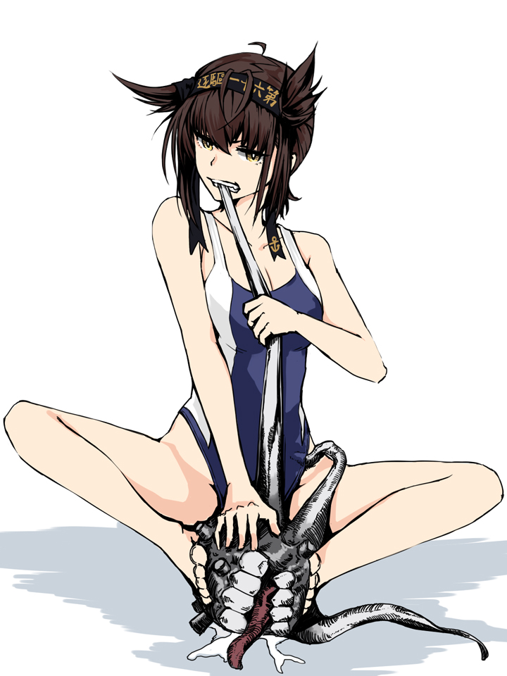 hatsuzuki and enemy naval mine (kantai collection) drawn by kurou_(bcrow)