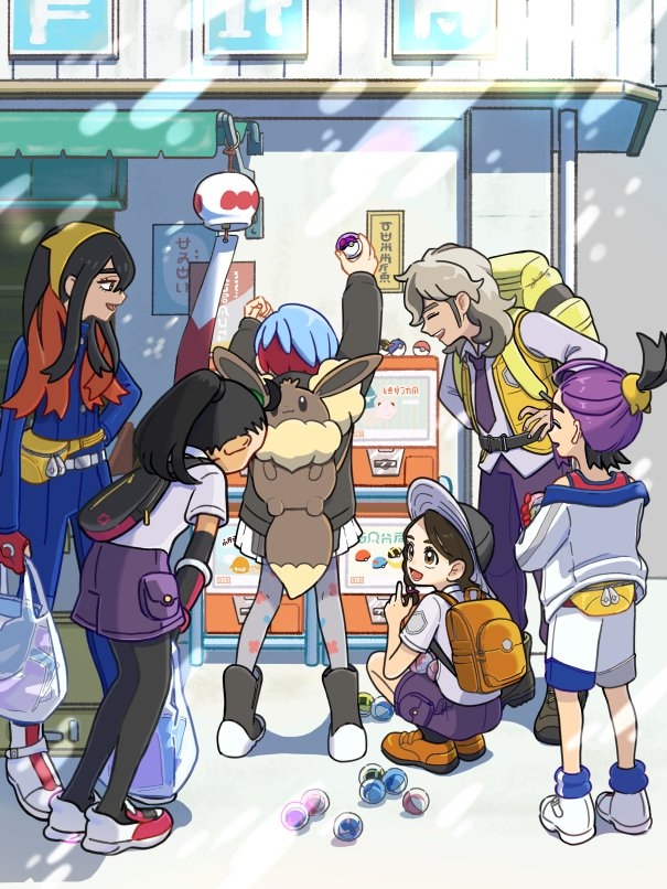 kieran, juliana, carmine, nemona, arven, and 2 more (pokemon and 1 more) drawn by sakuramochi0906