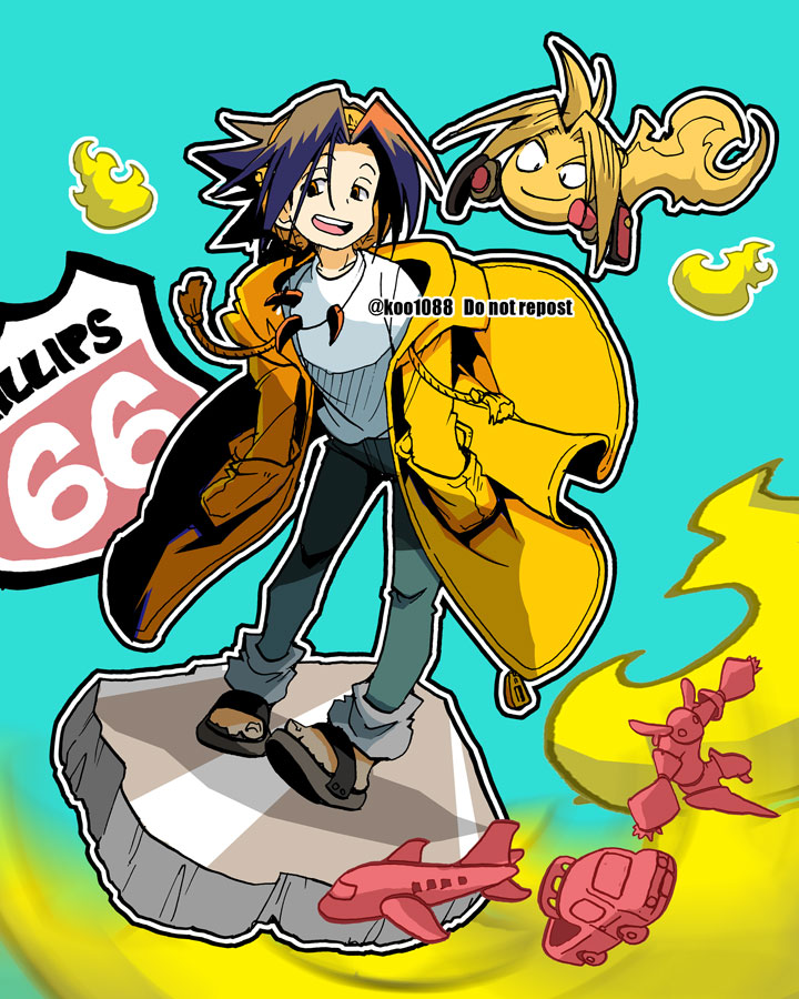 asakura yoh and amidamaru (shaman king) drawn by koo1088