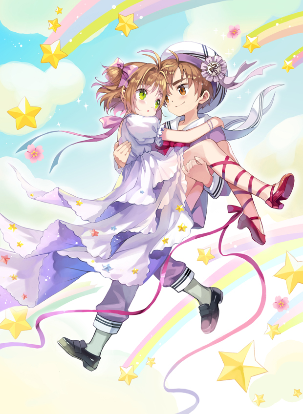 kinomoto sakura and li syaoran (cardcaptor sakura) drawn by m2_(guvn5745)