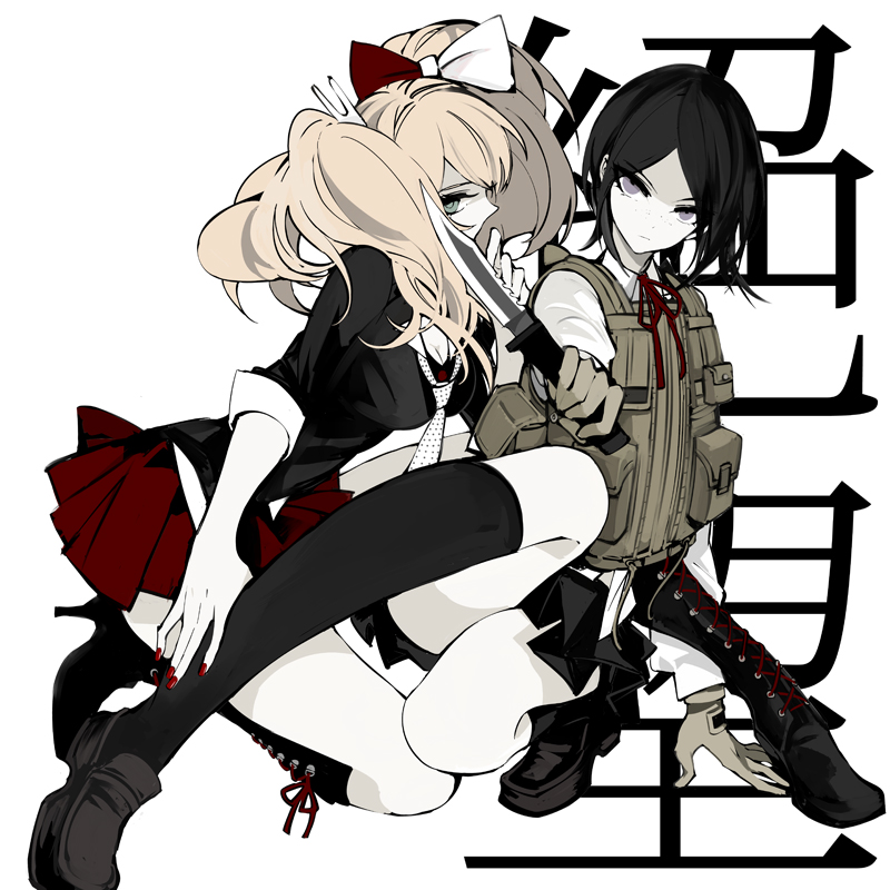 enoshima junko and ikusaba mukuro (danganronpa and 1 more) drawn by zmore
