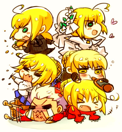 artoria pendragon, saber, saber alter, archer, and nero claudius (fate and 6 more) drawn by ymama348