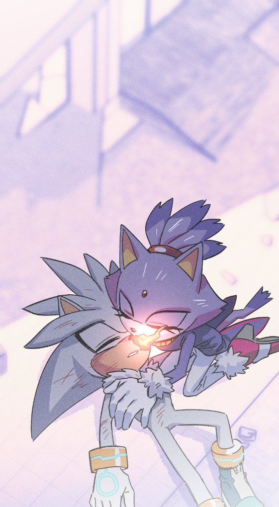 blaze the cat and silver the hedgehog (sonic) drawn by hyeon_sonic