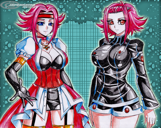 kouzuki kallen and izayoi aki (yu-gi-oh! and 2 more) drawn by jadenkaiba