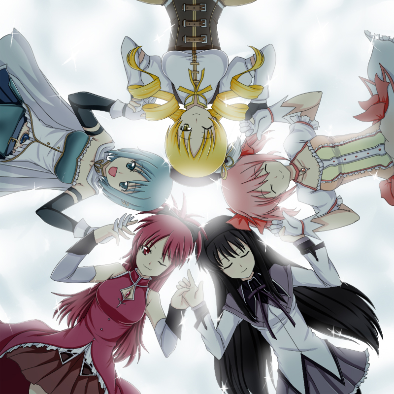 akemi homura, kaname madoka, miki sayaka, sakura kyoko, and tomoe mami (mahou shoujo madoka magica and 1 more) drawn by nitoro-star