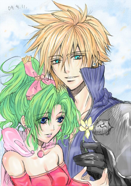 cloud strife and terra branford (final fantasy and 3 more) drawn by asu_(asoras)