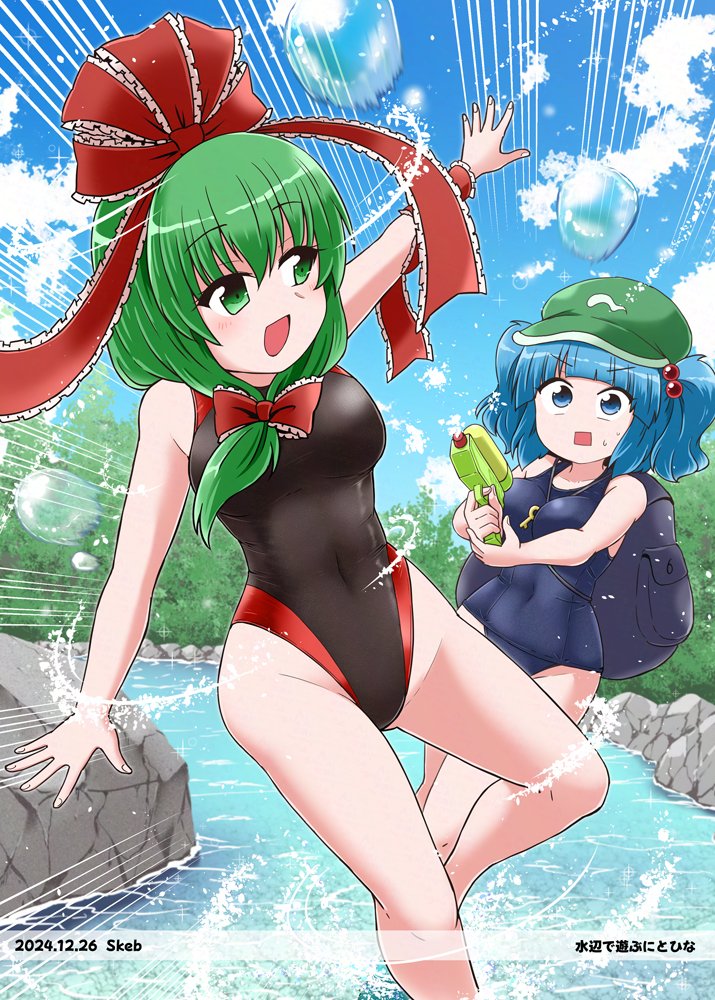 kawashiro nitori and kagiyama hina (touhou) drawn by kousei_(public_planet)