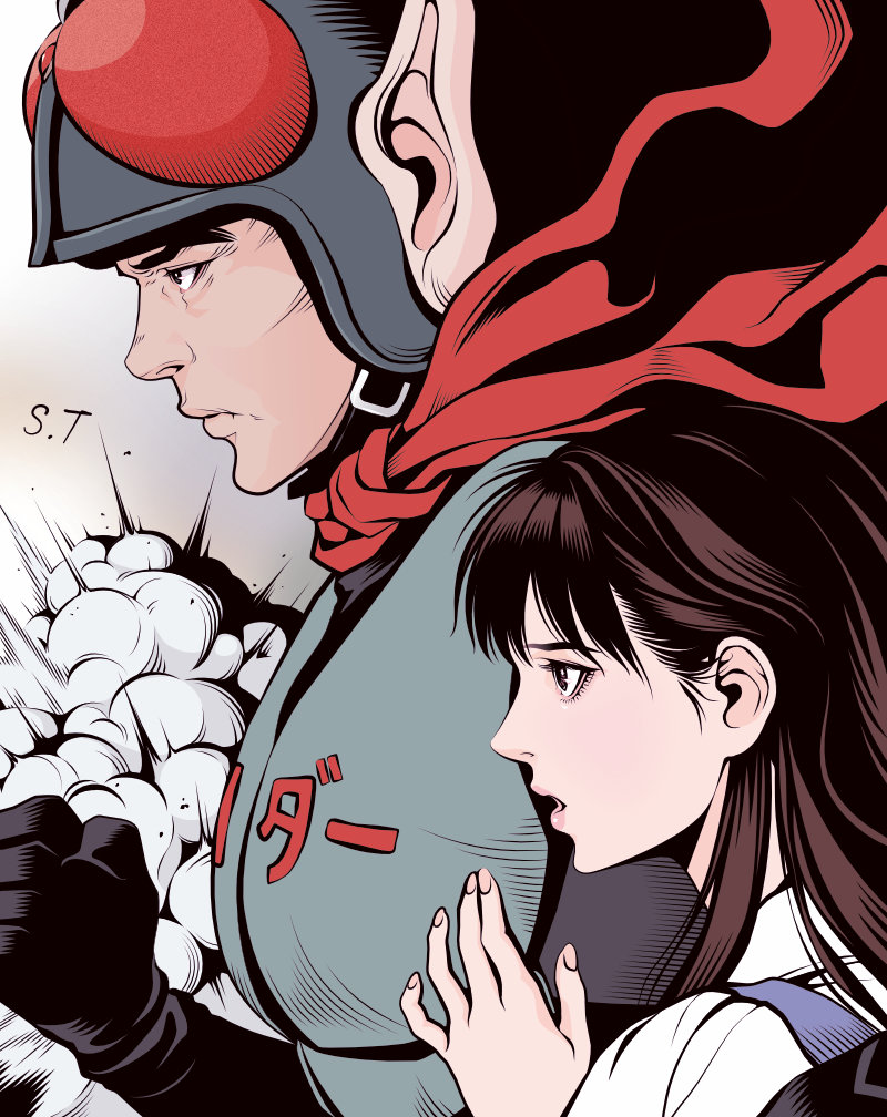 kamen norider and marina (kamen rider and 1 more) drawn by takanashi_shin