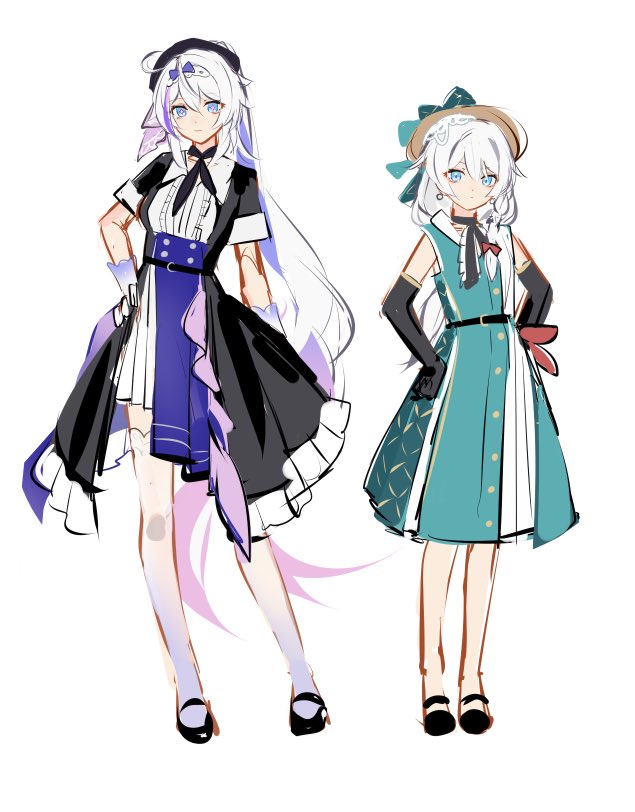 kiana kaslana and theresa apocalypse (honkai and 1 more) drawn by grape_(grapedraws)