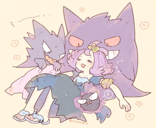 gengar, acerola, gastly, and haunter (pokemon and 1 more) drawn by katiko