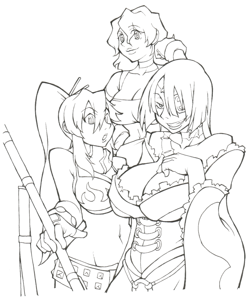 yoko littner, adiane, and kiyoh bachika (tengen toppa gurren lagann) drawn by mudai_(dee-sun)