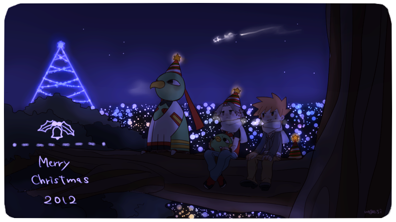 red, blue oak, natu, and xatu (pokemon and 1 more) drawn by tamamochi