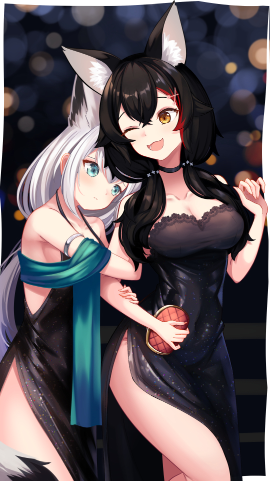 shirakami fubuki and ookami mio (hololive) drawn by hoshino_aoi_(la_huynh_hai_than)