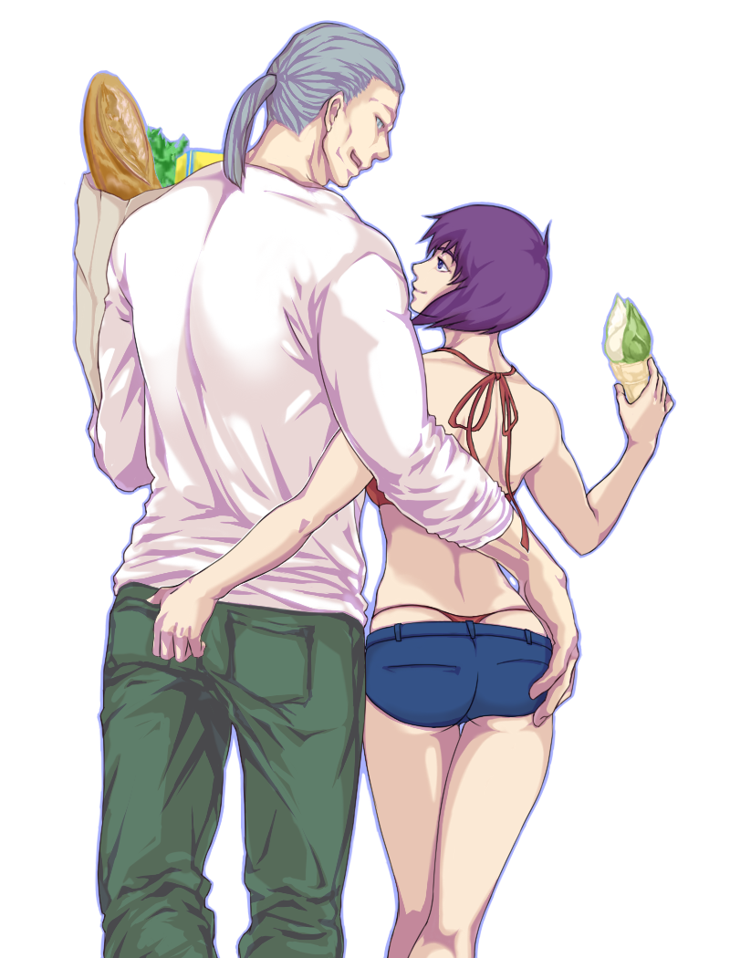 kusanagi motoko and batou (ghost in the shell) drawn by phile9