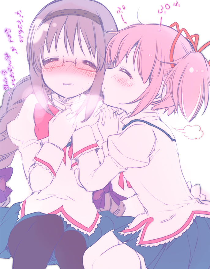 akemi homura and kaname madoka (mahou shoujo madoka magica) drawn by yamada_ako