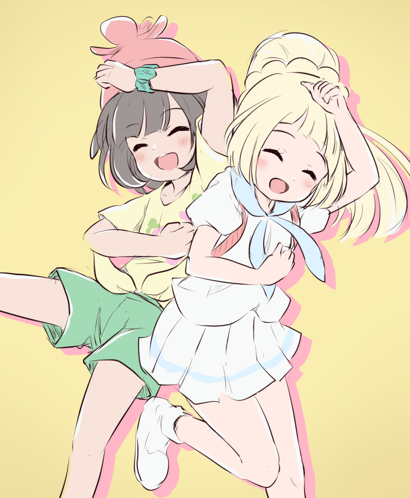 lillie and selene (pokemon and 2 more) drawn by nekono_rin