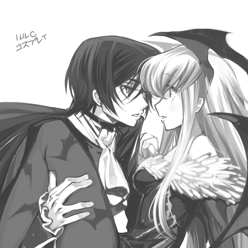 morrigan aensland, c.c., lelouch vi britannia, and demitri maximoff (code geass and 1 more) drawn by creayus