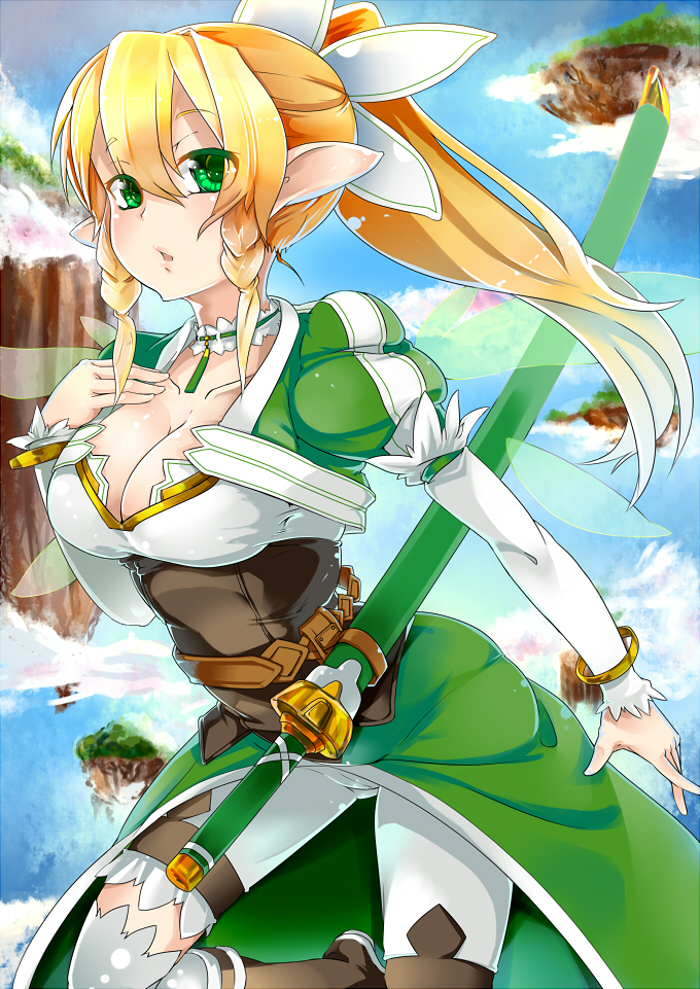 leafa (sword art online) drawn by hakumen_k