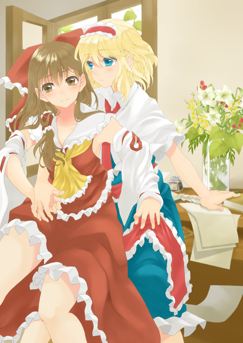 hakurei reimu and alice margatroid (touhou) drawn by satsuma_age