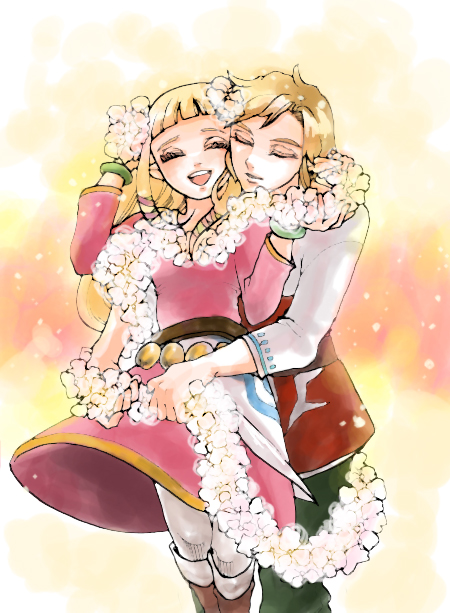 link and princess zelda (the legend of zelda and 1 more) drawn by warami