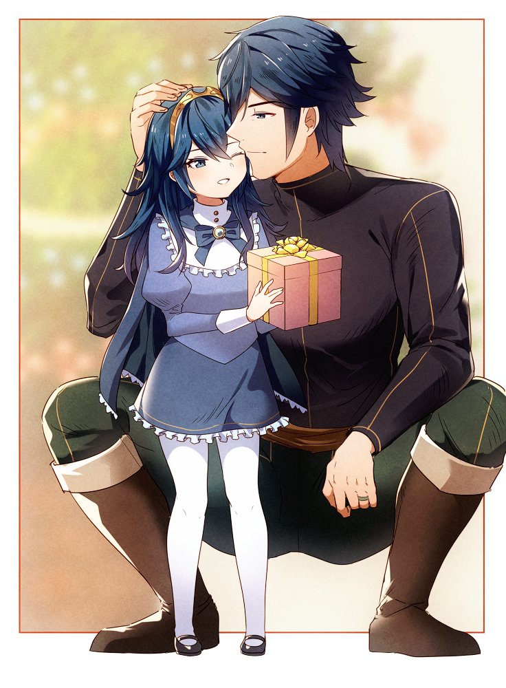 lucina and chrom (fire emblem and 1 more) drawn by ameno_(a_meno0)