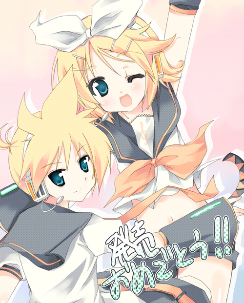 kagamine rin and kagamine len (vocaloid) drawn by purinpurin