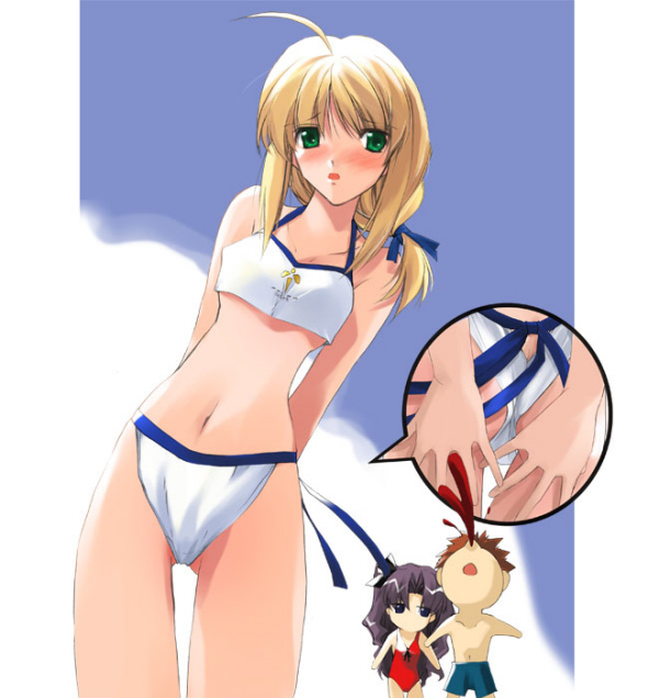 artoria pendragon, saber, and tohsaka rin (fate and 1 more) drawn by nagare_hyougo