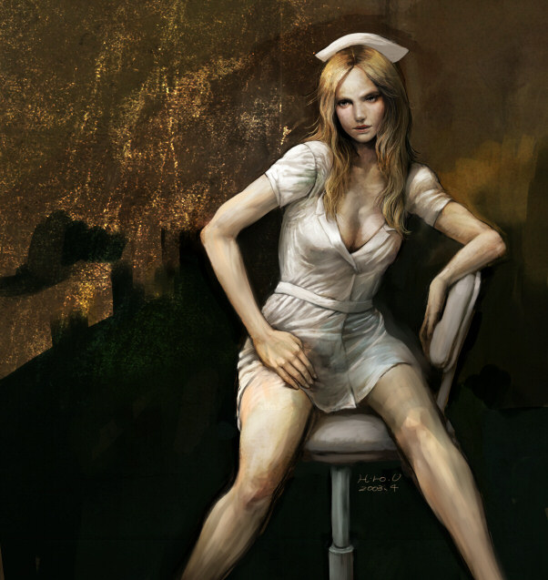 bubble head nurse (metal gear and 4 more) drawn by usuda_hiro