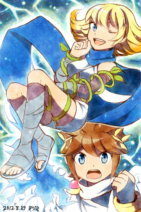 pit and phosphora (kid icarus and 1 more) drawn by azumi_(tks-sd)