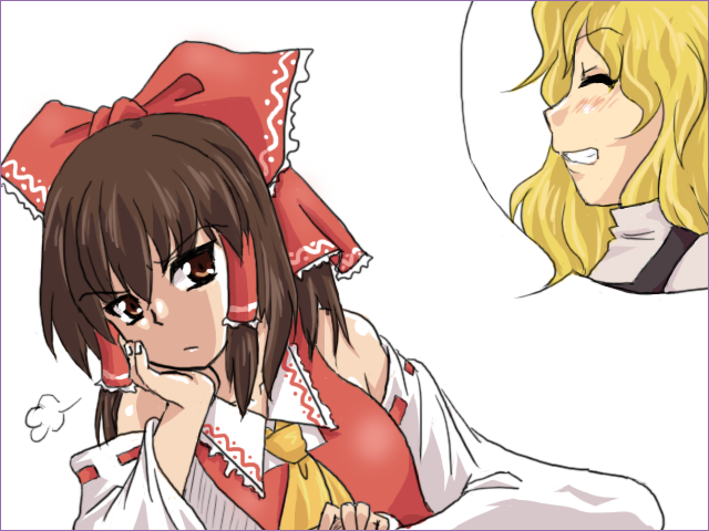 hakurei reimu and kirisame marisa (touhou) drawn by kmaru