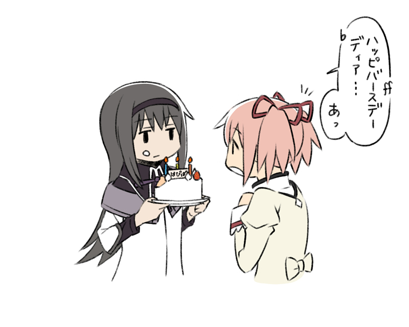 akemi homura and kaname madoka (mahou shoujo madoka magica) drawn by oda_takayuki