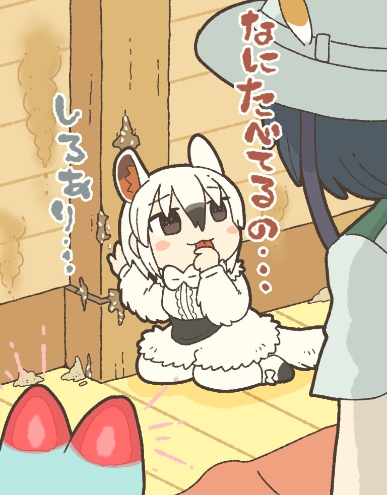 lucky beast, captain, and southern tamandua (kemono friends and 1 more) drawn by kuro_shiro_(kuro96siro46)