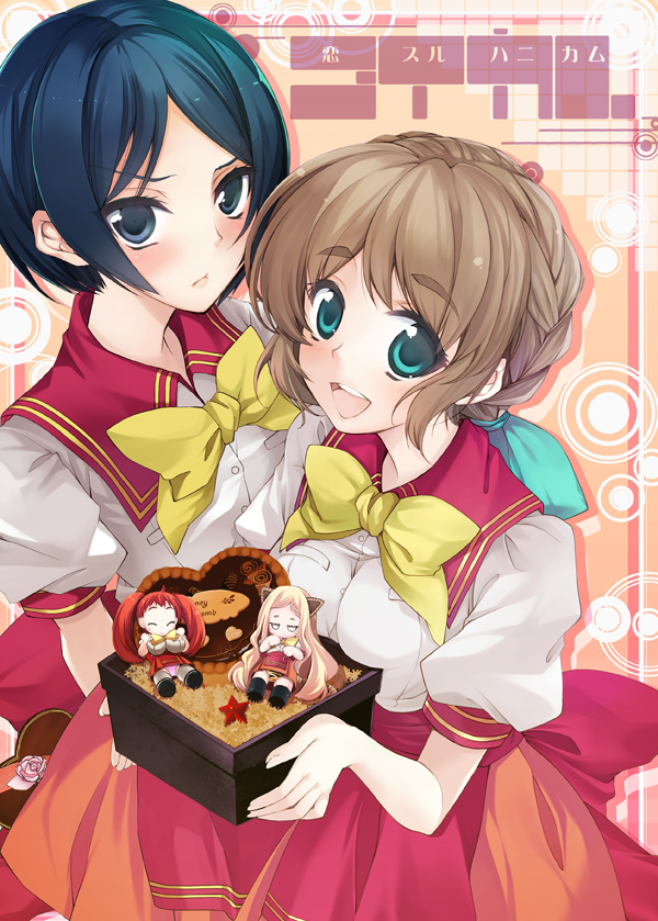 moritoki noriko, kanenari ritsuko, otofushi mai, and taeko (honey comb) drawn by ikawa_waki