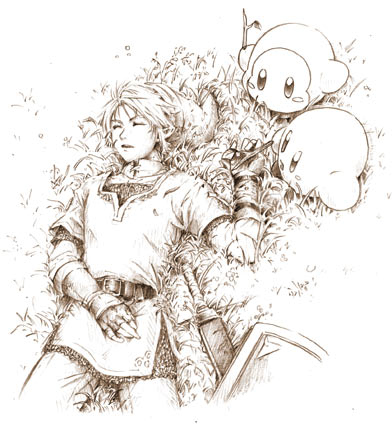 link, kirby, and waddle dee (the legend of zelda and 2 more)