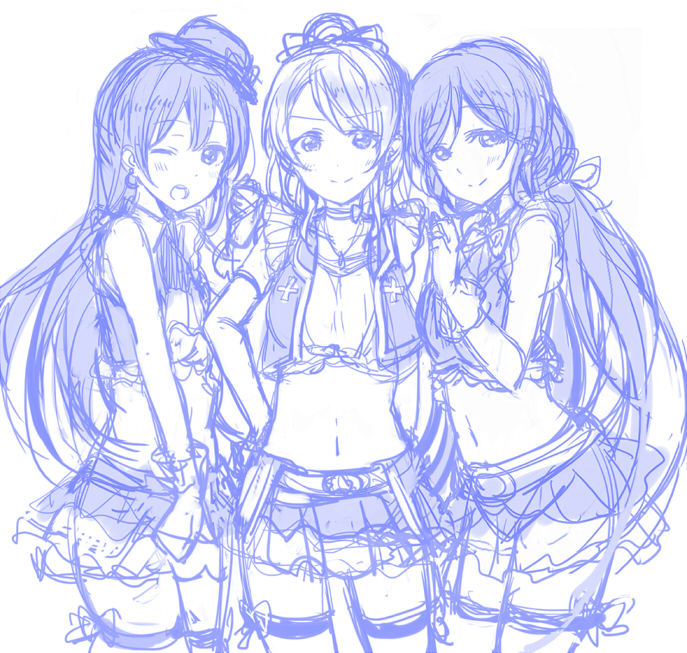 tojo nozomi, sonoda umi, and ayase eli (love live! and 1 more) drawn by kirisawa_saki