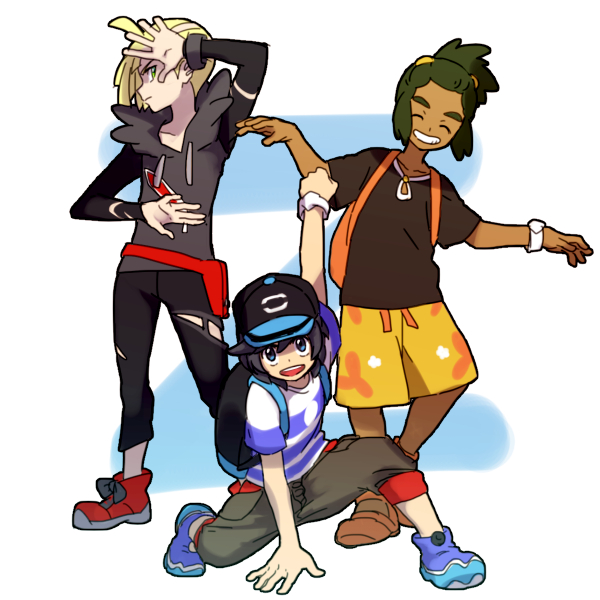 elio, gladion, and hau (pokemon and 1 more) drawn by hk_(nt)